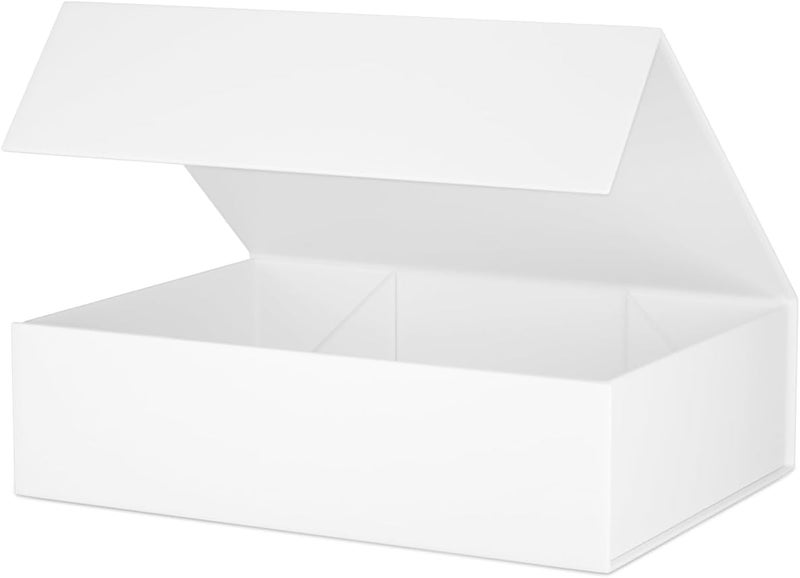 ROSTELACK White Gift Box 11.9" x 8.5" x 3.3" with Magnetic Closure Lid for Presents,Bridesmaid Gifts Boxe,Cute Box,Birthday Gift,Luxury for Gift Packaging, Magnetic Gift Boxes for Wrapping Gifts - Image 1